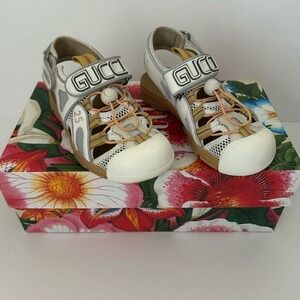 Gucci Tinsel Sport Slingback Hybrid Reflective Sneaker Sandals Size 35